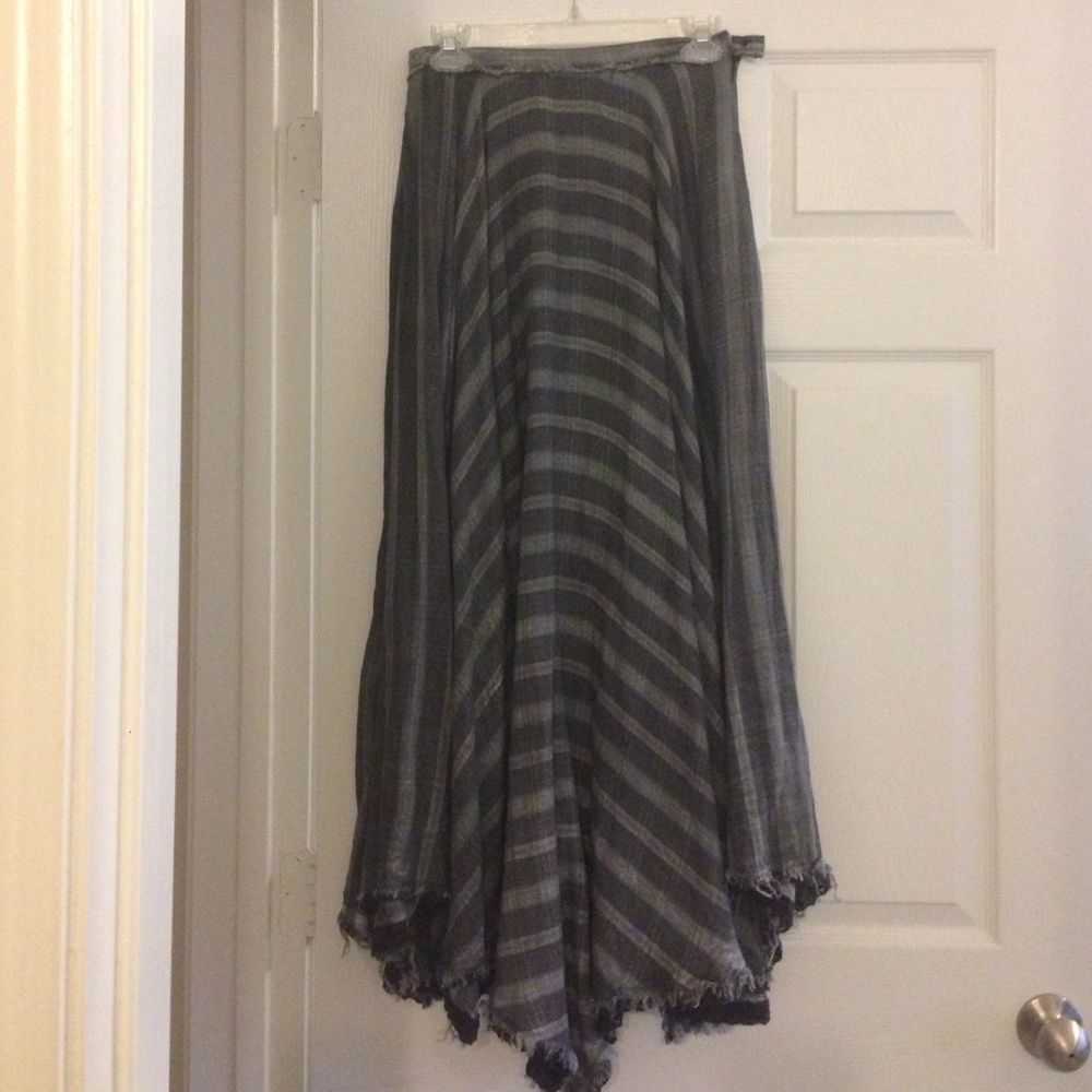 Free People Grey Stripe Long Skirt